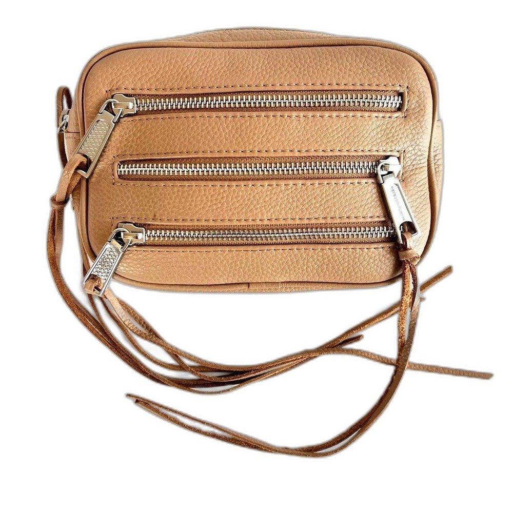 Rebecca Minkoff Belt Bag Tan Leather 3 Zip with Fringe No Belt‎